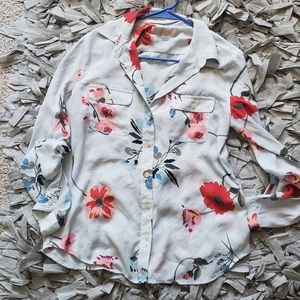 Light Blue Floral Banana Republic Blouse